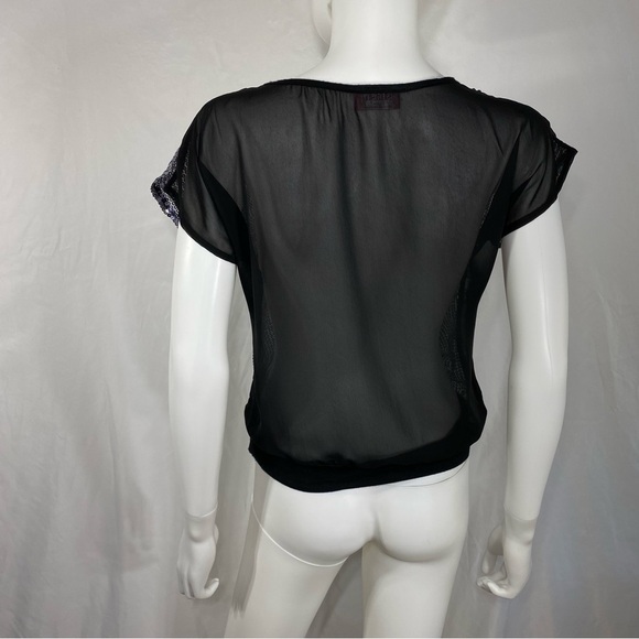 Sasha Black & Silver Sheer Sequins Blouse - Picture 3 of 5